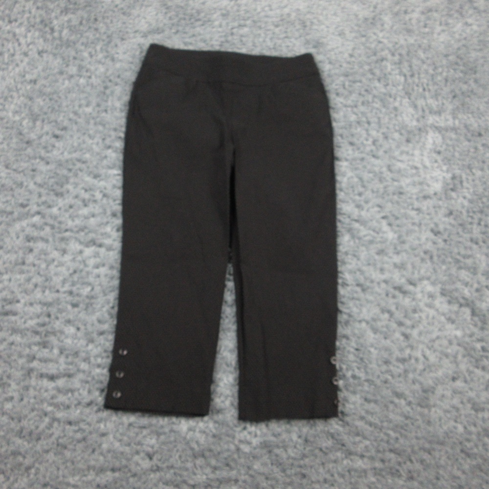 Chicos Pants Womens 1 Perfect Stretch Pull On Button Ankle Polka Dot Work 31x20*